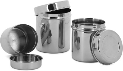 

Bhalaria Ubha Dabba Set 3 Pieces - 250 ml, 450 ml, 600 ml Steel Food Storage(Pack of 3, Silver)