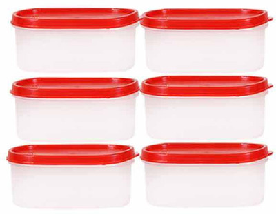 

SSD Microwaveable Space Saver 6PC - 600 ml Plastic Grocery Container(Pack of 6, White, Red), Red;white