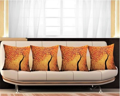 Belive-Me 3D Printed Cushions Cover(Pack of 4, 40.64 cm*40.64 cm, Orange, Yellow)