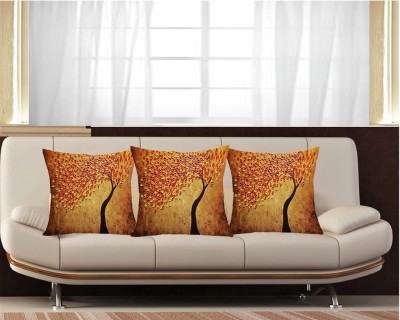 Belive-Me 3D Printed Cushions Cover(Pack of 3, 40.64 cm*40.64 cm, Yellow, Orange)