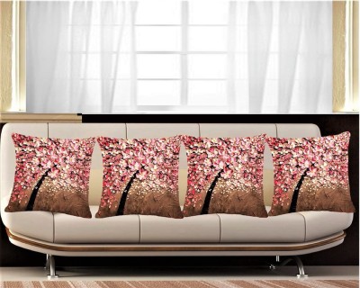 Belive-Me 3D Printed Cushions Cover(Pack of 4, 40.64 cm*40.64 cm, Brown, Pink)