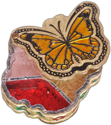 

Aatish AM 3 x 4 Buttrefly Oxidised Kankavati Box / Multipurpose Box Wooden Decorative Platter(Multicolor)