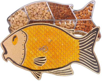 

Aatish AM 9 x 15 Fish Oxidised Dry Fruit Box / Multipurpose Box Wooden Decorative Platter(Multicolor)