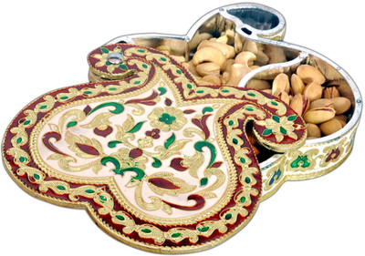 

Aatish AM 6 x 6 Double Mango Oxidised Dry Fruit Box / Multipurpose Box Wooden Decorative Platter(Multicolor)