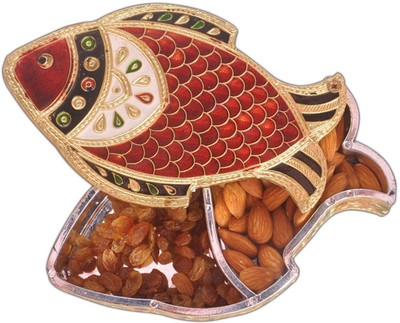 

Aatish AM 8 x 4 Fish Oxidised Dry Fruit Box / Multipurpose Box Wooden Decorative Platter(Multicolor)