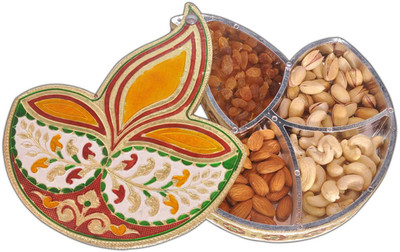 

Aatish AM 7 x 9 Dipak Oxidised Dry Fruit Box / Multipurpose Box Wooden Decorative Platter(Multicolor)