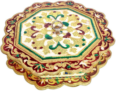 

Aatish AM 11 x 11 Rangoli Oxidised Dry Fruit Box / Multipurpose Box Wooden Decorative Platter(Multicolor)