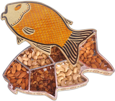 

Aatish AM 6 x 11 Fish Oxidised Dry Fruit Box / Multipurpose Box Wooden Decorative Platter(Multicolor)