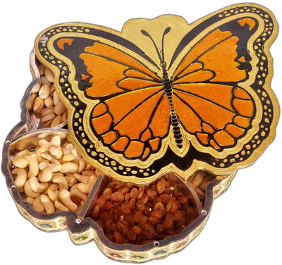 

Aatish AM 9 x 12 Buttrefly Oxidised Dry Fruit Box / Multipurpose Box Wooden Decorative Platter(Multicolor)
