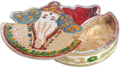 

Aatish AM 3 x 4 Ganesh Oxidised Kankavati Box / Multipurpose Box Wooden Decorative Platter(Multicolor)