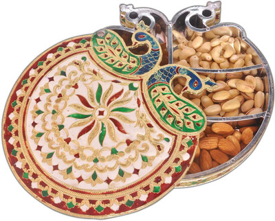 

Aatish AM 9 x 9 Peacock Oxidised Dry Fruit Box / Multipurpose Box Wooden Decorative Platter(Multicolor)