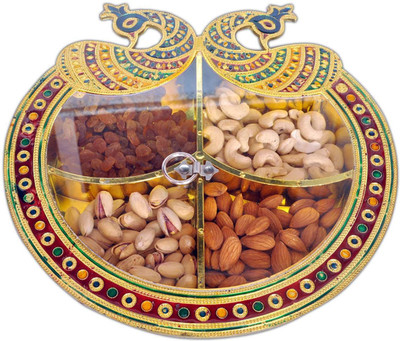 

Aatish AM 11 x 11 D1 Transparent Peacock Dry Fruit Box / Multipurpose Box Plastic Decorative Platter(Multicolor)