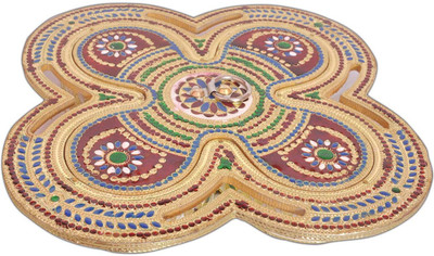 

Aatish AM 9 x 9 Rangoli Mina Dry Fruit Box / Multipurpose Box Wooden Decorative Platter(Multicolor)