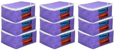 

Kuber Industries Designer Non woven Saree cover Bag Set of 9 Pcs /Wardrobe Organiser/Regular Clothes Cover " KI19153P11(Purple)