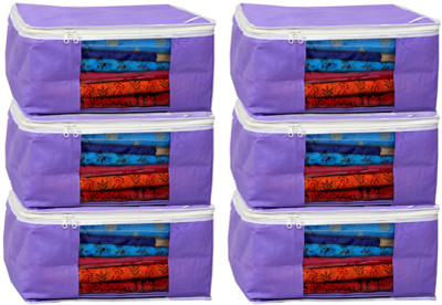 

Kuber Industries Designer Non woven Saree cover Bag Set of 6 Pcs /Wardrobe Organiser/Regular Clothes Cover " KI19153P6(Purple)