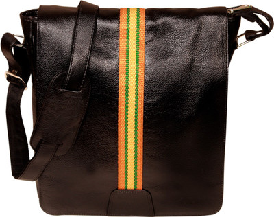 Leatherworld Men & Women Black Sling Bag