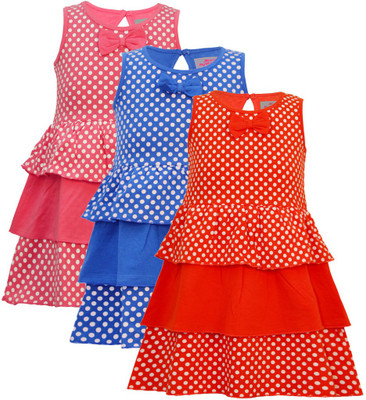 

Kothari Girls Midi/Knee Length Casual Dress(Multicolor, Sleeveless, Pink-red-yellow