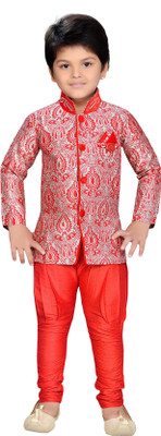 

AJ Dezines Boys Festive & Party Sherwani and Churidar Set(Multicolor Pack of 1, Red