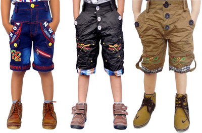 AD & AV Short For Boys Casual Embriodered Cotton Blend(Multicolor, Pack of 3)
