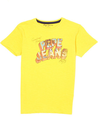 

Pepe Jeans Boys Graphic Print Cotton T Shirt(Yellow, Pack of 1, Gold
