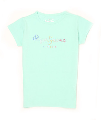 

Pepe Jeans Girls Solid Cotton T Shirt(Green, Pack of 1, Mint