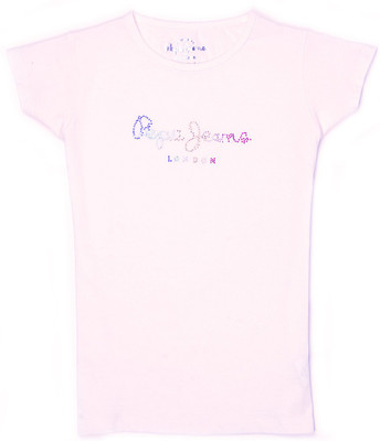 

Pepe Jeans Girls Solid Cotton T Shirt(Pink, Pack of 1, Ecru