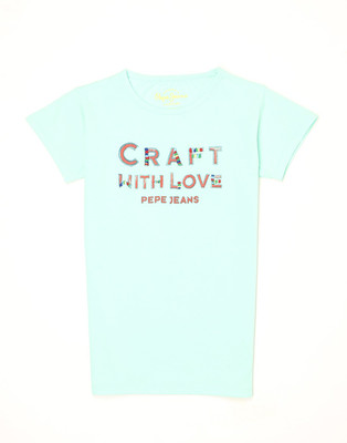 

Pepe Jeans Girls Graphic Print Cotton T Shirt(Green, Pack of 1, Mint