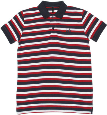 

United Colors of Benetton Boys Striped Cotton T Shirt(Dark Blue, Pack of 1, 904
