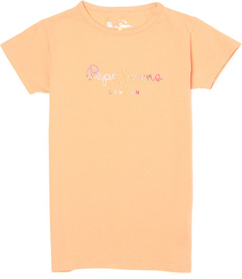 

Pepe Jeans Girls Graphic Print Cotton T Shirt(Orange, Pack of 1, Coral