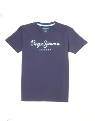 

Pepe Jeans Boys Graphic Print Cotton T Shirt(Dark Blue, Pack of 1, Navy