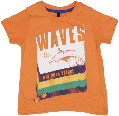 

United Colors of Benetton Boys Solid Cotton T Shirt(Orange, Pack of 1, 903