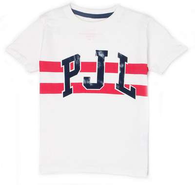 

Pepe Jeans Boys Graphic Print Cotton T Shirt(Pink, Pack of 1, Ecru