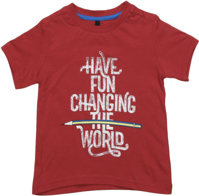 

United Colors of Benetton Boys Solid Cotton T Shirt(Red, Pack of 1, S36