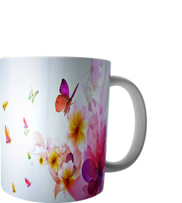

printvision designer beautiful printed Ceramic Mug(250 ml), Maroon;pink;red;white;yellow