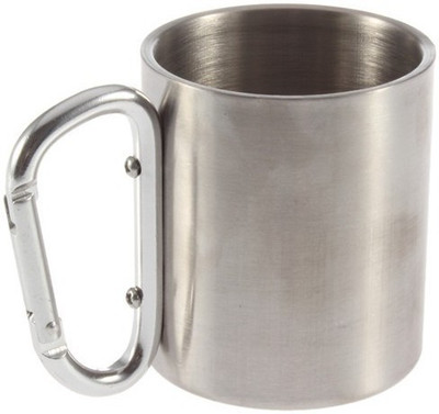 

Futaba Camping Cup Carabiner Hook Stainless Steel Mug(200 ml), Silver