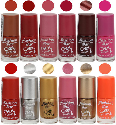 

Fashion Bar Trendy Gel Finish Nail Polish (Pack of 12) Multicolour(Pack of 12)