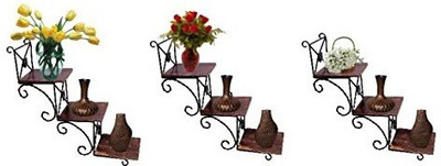 Desi Karigar Wooden, Iron Wall Shelf(Number of Shelves - 3)