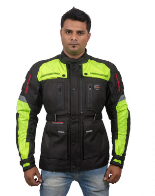 

Autofy Unisex Water Resistant Riding Tribe Full Sleeves Rider Armour with Removeable Padding Riding Protective Jacket(Black, Green