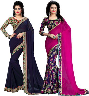 Oomph! Floral Print Fashion Chiffon Saree(Multicolor) Flipkart