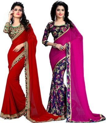 Oomph! Floral Print Fashion Chiffon Saree(Multicolor) Flipkart