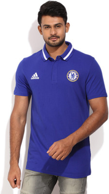 

ADIDAS Solid Men's Polo Neck Blue T-Shirt, Cheblue