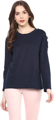 ZIMA LETO Casual Full Sleeve Solid Women Blue Top