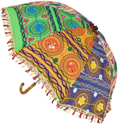 

Lal Haveli Embroidery Work Cotton Women Sun Umbrella(Multicolor)