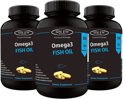 

Sinew Nutrition Omega 3 Fish Oil 500mg (150EPA & 100DHA), 60 Softgels (Pack of 3)(500 mg)