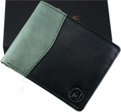 

Mansome Men Multicolor Genuine Leather Wallet(9 Card Slots), Black;summer green