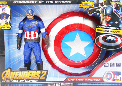 

Emob Action Hero 2nd Age of ultron Captain Man with Big Musical Effect Flashing Shield(Multicolor)