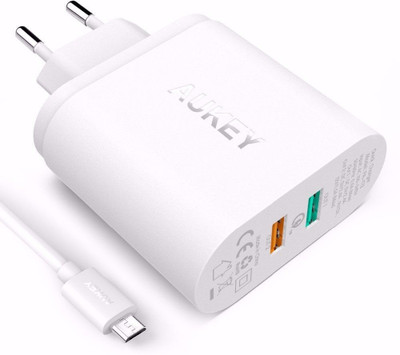 Aukey PA-T12 2-port Quick Charge 2.0 Wall Charger [WHITE] Mobile Charger(White)