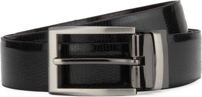 

Peter England Men Formal Black Artificial Leather Reversible Belt, Black/brown