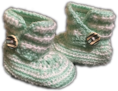 

PeachCherry Baby Soft Ankle Booties(Toe to Heel Length - 9 cm Green White)
