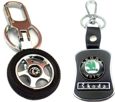 

City Choice New Combo For Skoda Wheel & Hook Locking Key Chain(Multicolor)
